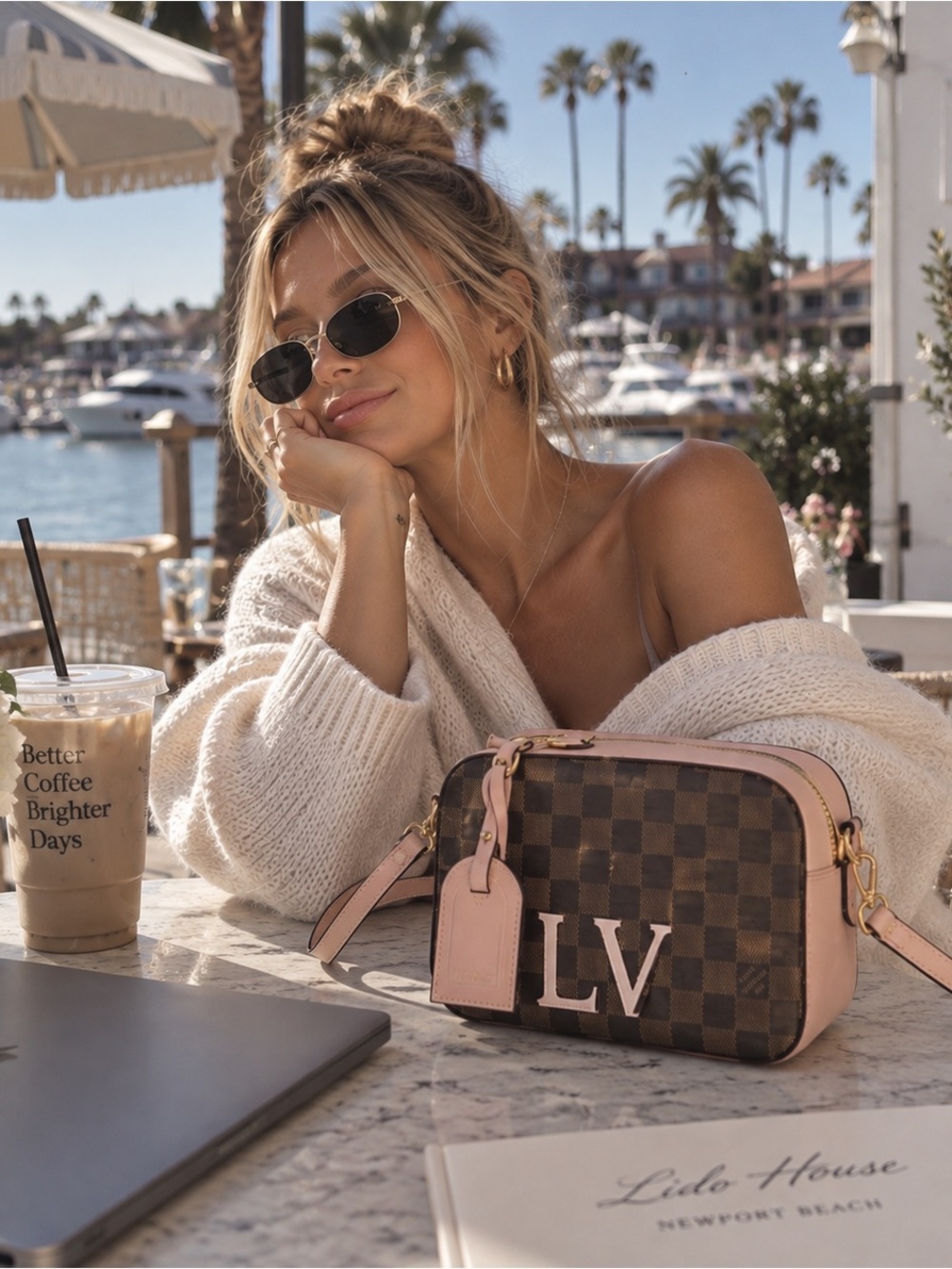 Louis Vuitton Brown Damier Ebene Canvas and Pink Leather Santa Monica Camera Bag - Picture 16 of 16